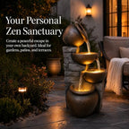 4-Tier Cascading Pot Outdoor Fountain with LED Lights - Image 6