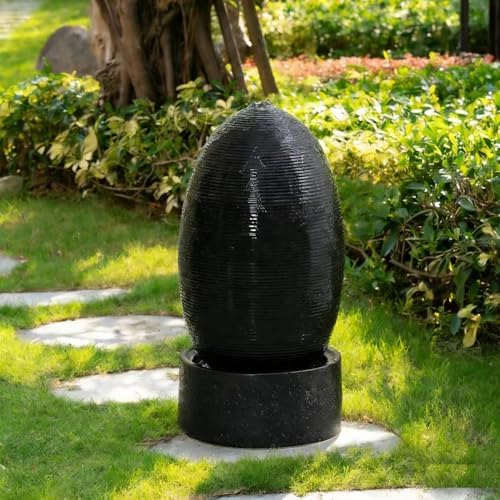 Ceramic Outdoor and Garden Fountain Home Decoration Waterfall Water Feature (Egg 12 INCH Black) by Unknown