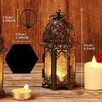 IMAGE Metal Candle Lanterns 6.7" H Hanging Lanterns Moroccan Birdcage Holders with Glass Creative Wedding Home Tabletop Decoration, Black (4) - Image 3