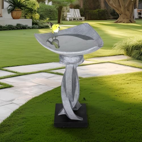 SKYFIRE 22.8”Tall Bird Baths for Garden - Concrete Modern Outdoor Standing Birdbath, Decoration Yard Statue for Garden, Patio, Backyard, Lawn -14.5”Dia X 22.8”H Contemporary Birdbaths with Pedestal - Image 2