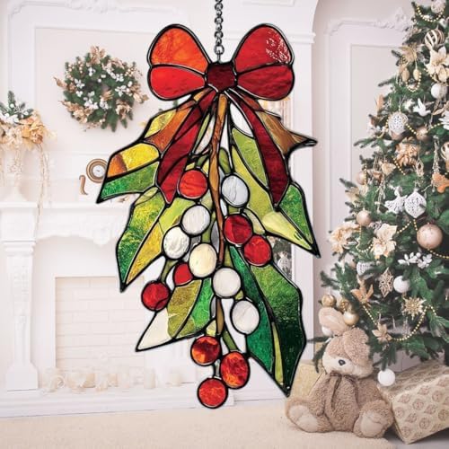 Mosaic Christmas Mistletoe Knot Acrylic Suncatcher by AVAGAN