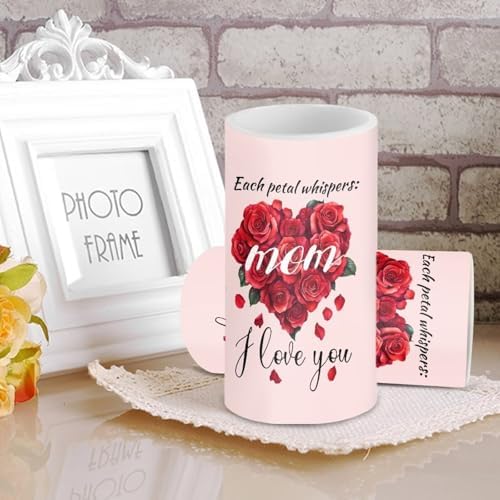 Rose Love Heart Flameless LED Candles Set of 2 with 18 Key Remote Control Timer Pillar Candles Each Petal Whispers Mom I Love You Mother's Day Gifts - Image 3