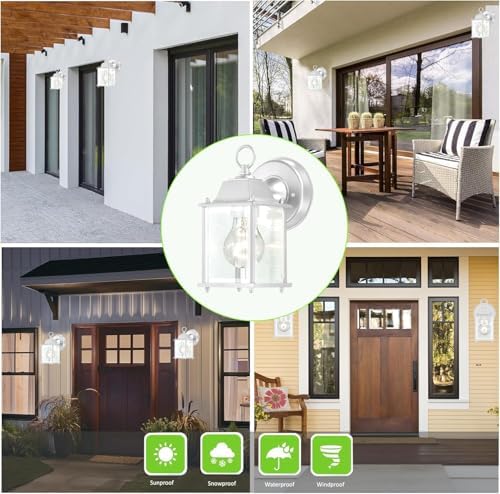 WISBEAM 4 Packs White Outdoor Wall Lantern, Exterior Waterproof Wall Sconce for House, Aluminum Housing Plus Glass, Wet Location Rated, ETL Qualified, Bulbs Not Included - Image 5