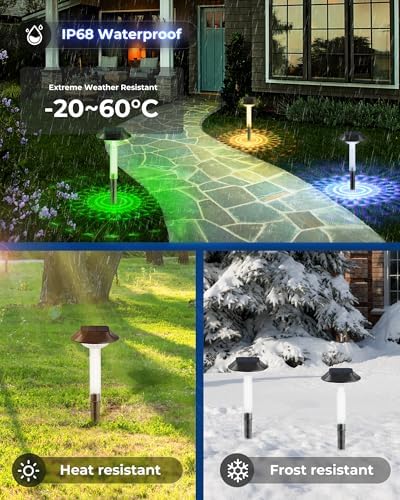 ALEPOD Solar Pathway Lights Outdoor 8 Pack, 7 Lighting Modes Solar Lights Outdoor Waterproof IP68, Landscape Lighting for Yard Pathway Backyard Lawn - Image 5