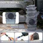 23.6" Cascading Tiered Rock Outdoor Water Fountain with LED Lights, Resin Stone Garden Water Feature with UL-Certified Pump for Patio, Lawn, Backyard, Balcony and Porch Decor - Image 7