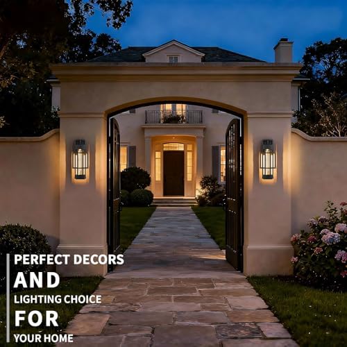 2 Pack Dusk to Dawn Outdoor Exterior Lighting Fixtures Wall Mount, Dimmable Wall Porch Lights for House, Sensor Outside Lantern Lamp, Waterproof Black Sconce Coach Lights for Garage (Bulb Included) - Image 7