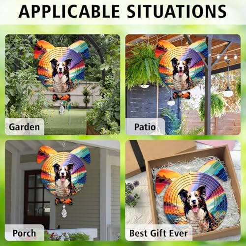 Border Collie Dog Ears Wind Spinner, Border Collie Wind Spinner Hanging for Yard and Garden - Image 5