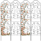 hogardeck 4 Packs 84 * 19 inch Metal Garden Trellis for Climbing Plants Outdoor,Heavy Duty,Black Coating Rustproof Trellis for Rose, Vegetable, Flowers, Expandable,Perfect for Training Climbing Plants by HOGARDECK