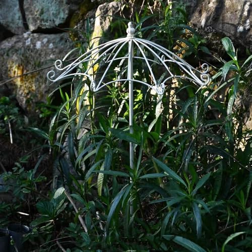 Vintage Garden Trellis, Umbrella Shape, Antique Craftsmanship, Heavy Duty Rustproof Iron Plant Trellis For Potted Plant Support Metal Climbing Rose Trellis Vine Vegetable Cucumber ( Color : Antique Wh - Image 6
