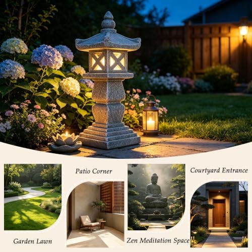 Resin Solar Pagoda Garden Statues for Yard and Garden Unique Zen Decor - Image 5