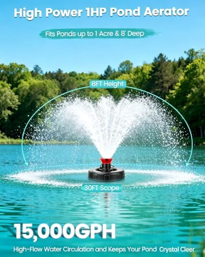 Floating Pond Fountain Aerator, 1HP, 110V, 15000GPH, Black - Image 5