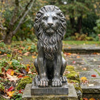 Lion Statue, Outdoor Garden Statues 27in Tall, Dark Gray - Image 4