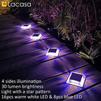 Lacasa Outdoor Solar Light, 4 Pack 30LM IP68 Waterproof Solar Garden Light Auto On/Off Solar Lighting for Pathways Paths, Mixed Colours (Warm White + Blue Light) - Image 5
