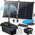 POPOSOAP 55W Solar Fountain Pump with Pond Filter Box, Solar Pond Pump 580GPH Adjustable Flow, Pond Filters for Outdoor Ponds Fish Tank Pool Waterfall Koi Pond Water Features by POPOSOAP