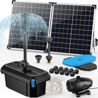POPOSOAP 55W Solar Fountain Pump with Pond Filter Box, Solar Pond Pump 580GPH Adjustable Flow, Pond Filters for Outdoor Ponds Fish Tank Pool Waterfall Koi Pond Water Features by POPOSOAP
