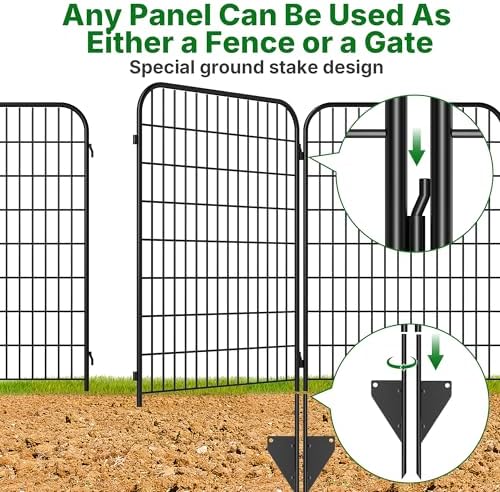 AMAGABELI 8 Panels 46 in(H) X 21 ft(L) Decorative Garden Fence Gate,No Dig Dog Fence Outdoor for Yard,Rustproof Tall Garden Fencing Animal Barrier Metal Wire Panel Border for Flower Bed,Patio - Image 3