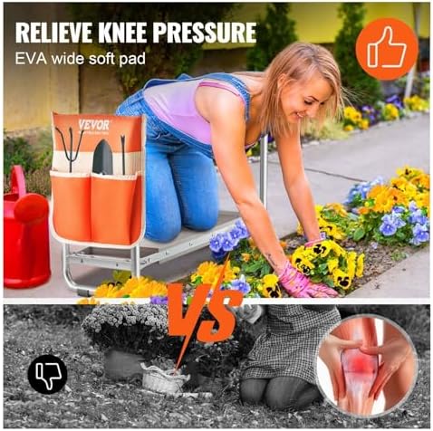 Garden Kneeler and Seat 10 Wide Pad 330 Lbs Load Capacity Foldable Garden Stool Kneeling Bench for Gardening with Tool Bag S for Women Grandparents Seniors Mom and Dad - Image 5