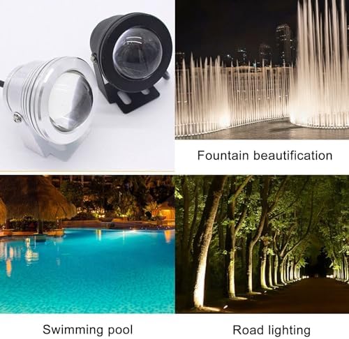 10W Underwater Spotlight - 12-24V Rotation Spotlight, IP68 Waterproof Surface Mounted Pool Lights, Submersible LED Lamps, Outdoor LED Ground Spotlight, For Fish Ponds, Aquariums(Warm white light,B-24V - Image 2