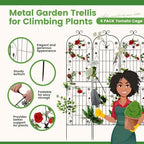 Blulu 6 Pack 87 x 20in Metal Garden Trellis for Climbing Plants Outdoor Tall Trellis Black Rustproof Decorative Plant Lattice Panels for Roses Jasmine Vine Flower Vegetable Support - Image 4