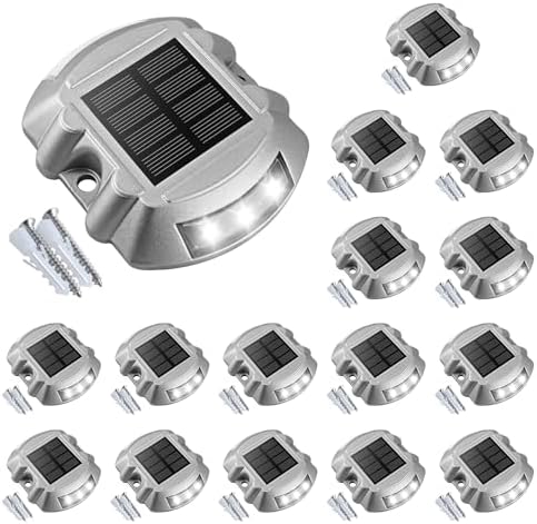VOLISUN Solar Deck Driveway Dock Lights,Solar Pathway Lights,White 16 Pack by VOLISUN