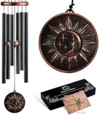 34" Sun Moon Star Wind Chimes for Outside, Vintage Deep Tone Decor by Gabzart
