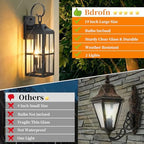 Bdrofn 2 Pack 19" Large Outside Modern Wall Sconce Light Fixture, Industrial Porch Light Wall Mount with Glass, Waterproof Farmhouse Exterior Lamp Lighting Bulbs Included - Image 5