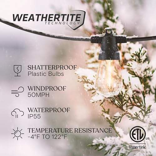 Brightech Solar String Lights with 48 Hanging Edison Bulbs and Brightness Controls with Remote 7W-104 3000K - Image 2