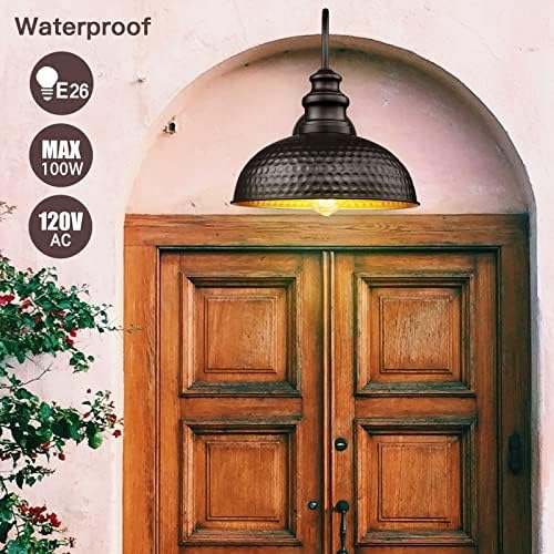 Farmhouse Outdoor Barn Light Fixtures, 12 Inch Dome Exterior Wall Lights, Rustic Outdoor Wall Sconces Outside Wall Mount Lantern with Bead Shape for Home, Porch, Garage, Doorway - Image 4