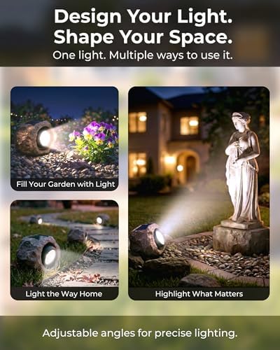 Solar Rock Lights Outdoor 2 Pack, Landscape Spotlight Faux Rock Lights Yard - Image 3