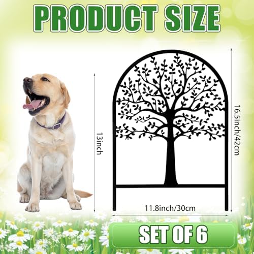 Yaocom 6 Pack Tree of Life Garden Fence 16.5" H x 11.8" W Metal Border - Image 2
