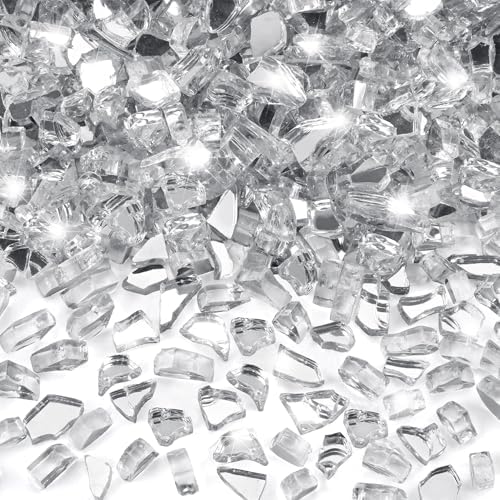 GasSaf 1/4 Inch Crystal Ice Fire Glass Reflective Tempered Fireglass, 10lb by GasSaf