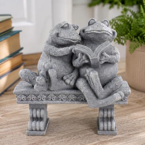 Frog Garden Statue Outdoor Decor, Cute Vintage Frogs Reading a Book on Bench Resin Sculpture, Animal Yard Art for Patio, Lawn, Yard, Housewarming Garden Gifts for Women (Grey) by Unknown