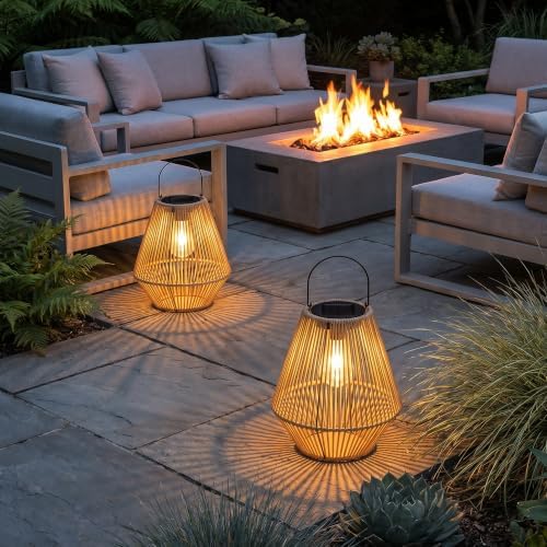 Solar Lanterns,MZAIHOUPAI Solar Outdoor Lantern Hanging Solar Lights Outdoor Waterproof Boho Patio Decor Table Lamps for Outside Porch Tree Gazebo Decorations Garden Gift for Mom 2 Pack - Image 6