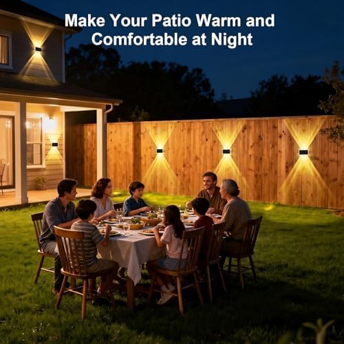 Solar Fence Lights Outdoor, Up Down Glow Solar Powered Wall Lights with 3 Modes Color Temp Changing-3000K/4000K/6000K, IP65 Waterproof LED Solar Garden Light for Patio Pool Step Porch Yard-8 Pack - Image 6