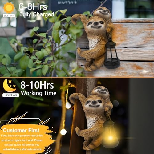 Adorable Sloth Hanging Garden Statue Outdoor Decorative Sculpture, Solar Light Outdoor Waterproof, Garden Decorations Home Patio Yard Outdoor, Relaxed Sloth Gifts for Mom - Image 5