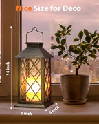 Otdair Solar Lanterns Outdoor Waterproof 14" Flickering LED, 2 Pack, Bronze - Image 5