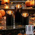 3 Pack Black Real Wax Rechargeable Candles Flickering Realistic by ALEDLIGHT