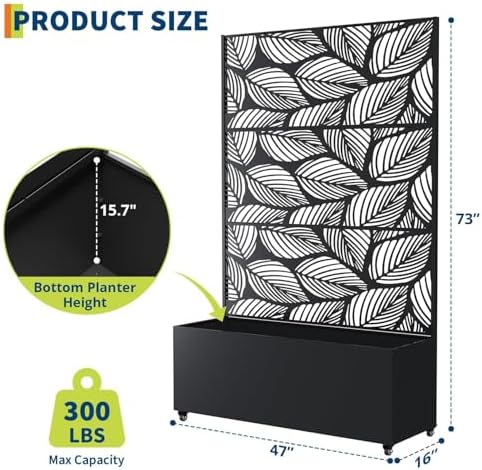 GarveeLife Metal Planter Box with Trellis and Wheels 71"x47"x16" - Image 2