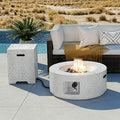 COSIEST 2-Piece Outdoor Propane Fire Pit Table Set w Tank Table, 28" Terrazzo Round Fire Table (Certified, 40,000 BTU) w 16" Tank Cover Side Table 20lb, Waterproof Cover for Garden, Pool, Backyard by COSIEST