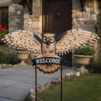 Large Vintage Owl Decorative Garden Stakes with Welcome Sign - Image 5