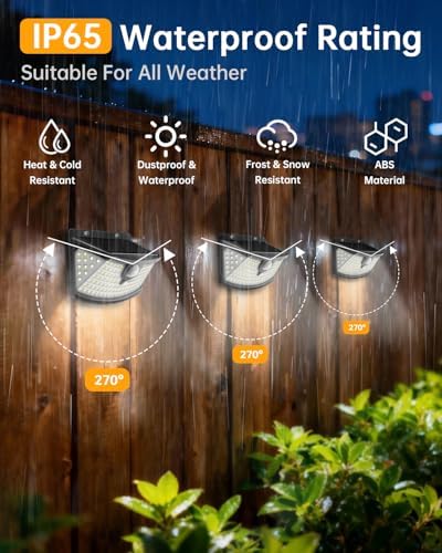 Aootek Solar Motion Sensor Lights Outdoor 120 LEDs, Black, 10 Pack - Image 2