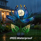 AIINY Solar Garden Lights Metal Flower Decor, Colorful Lotus Pathway Spinning Windmill with LED Cracked Crystal Ball Outdoor Decorative Stake Lighting Waterproof Flower Sculpture for Patio Yard - Image 6