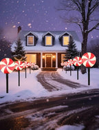 10.5FT Christmas Pathway Lights, 5PK LED Candy Cane Yard Stake Lights - Image 5