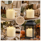 Amagic 3 Wick Extra Large Flameless Pillar Candles with Timer Remote, Ivory - Image 6