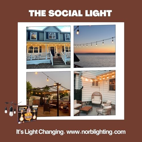 NorbSTRING 50FT LED String Lights – Plug-in Outdoor Weatherproof Lights, Cozy Candle-Like Warm White Glow, Shatterproof Commercial-Grade Bulbs for Patio, Backyard, Deck & Events, Energy-Efficient - Image 6