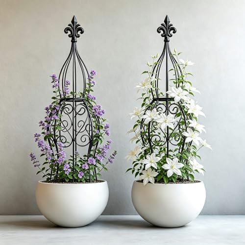 2-Pack Iron Garden Obelisk Trellis, 30" Rose Climbing Plant Support - Image 6