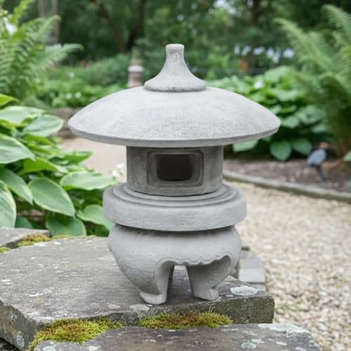 OLOMA Stone Yukimi Japanese Lantern Outdoor Sculpture Concrete Pagoda Garden Statue Asian Ornament Zen Garden Figurine Patio Porch Lawn Shrine Accent - Image 5