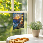 Gnome Lighthouse Keeper Stained Glass Suncatcher – Square Hanging Window Panel for Home or Greenhouse – Whimsical Glass Art Gift for Garden Lovers, Christmas, Halloween, Father Days 1JufKK - Image 3