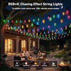 LETIANPAI 400FT RGB+IC Outdoor String Lights, IP67 Waterproof LED Color Changing Clear Bulb String Lights with App & Remote Control, Shatterproof Hanging Patio Lights for Backyard Garden Party - Image 3