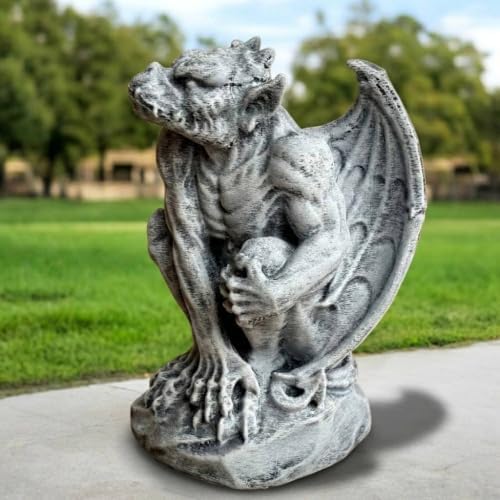 Winged Gargoyle Concrete Garden Outdoor Gothic Statue Handcrafted Decor Cement Dragon Sculpture Mythical Beast Figurine Lawn Patio Porch Entryway Halloween Fantasy Decor - Image 4